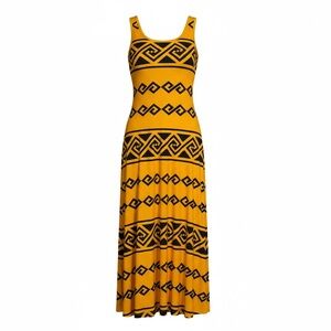 LuLaRoe Black and Yellow Patterned Maxi Dress